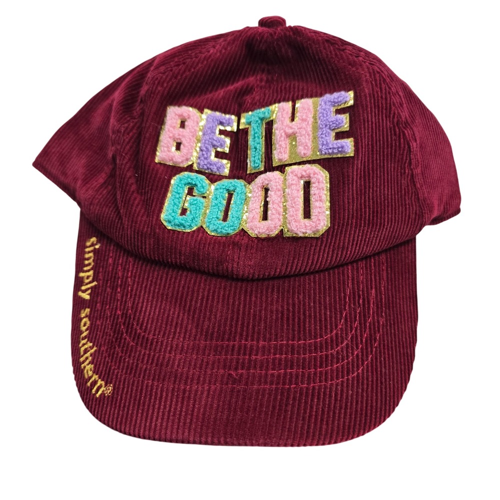 Simply Southern‎ Be The Good Corduroy Baseball Cap Hat Burgundy OS Embroidered